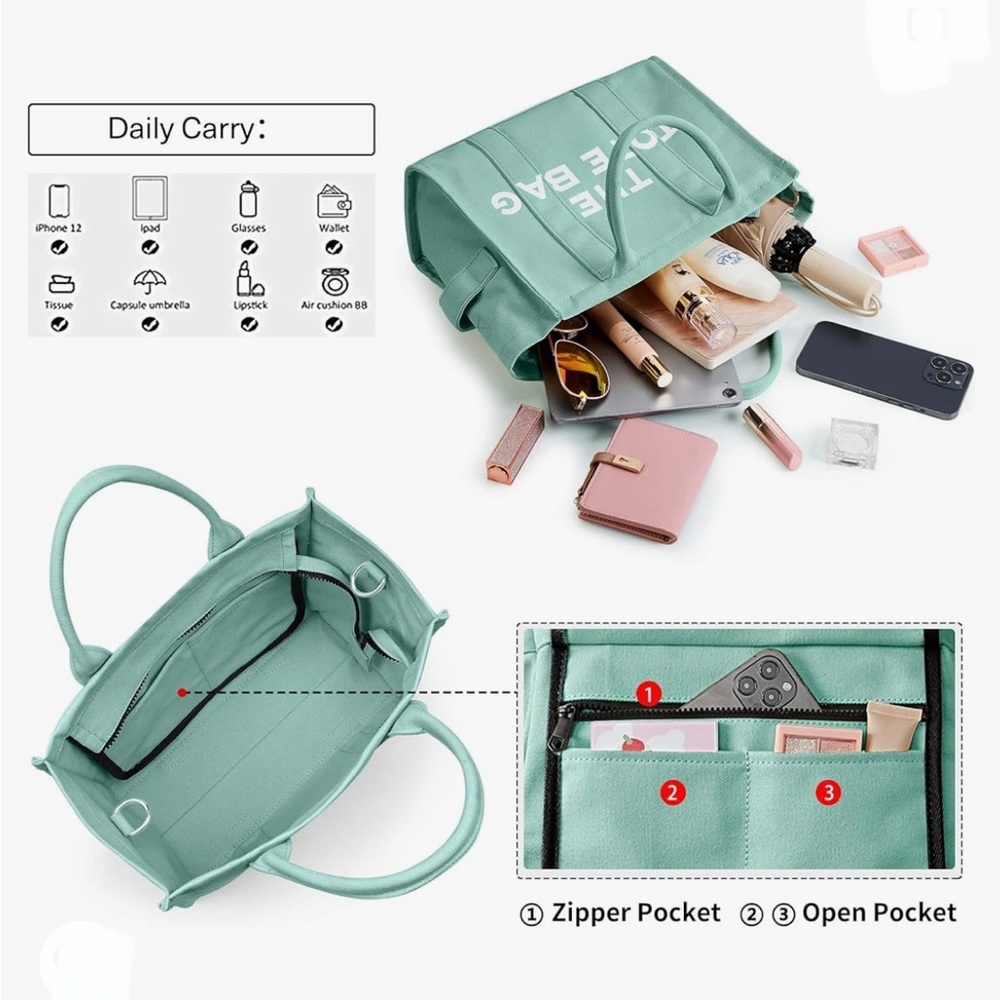 The Tote Bag, Mint Green, Medium - Picture 5 of 8